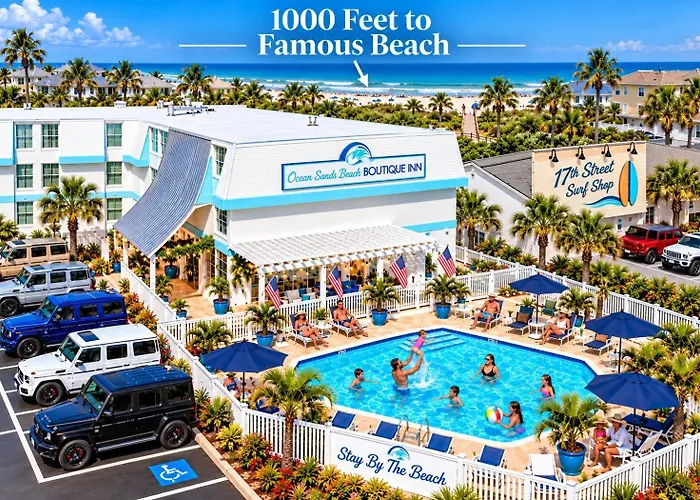 New 2026-Ocean Sands Beach Boutique Inn-Sauna And Salt-Mineral Pool -Free Beach Bikes And Famous Beach- Fresh Baked Cookies And Popcorn - Bathrobes And Sunscreen In All Rooms-Ultra Sparkling-Free Laundry- 4 Grand Black Beds-Call Now & Save-1-252-Aha-